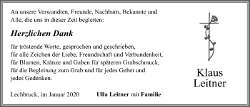 Traueranzeige von Klaus Leitner von Allgäuer Zeitung, Füssen