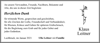 Traueranzeige von Klaus Leitner von Allgäuer Zeitung, Füssen