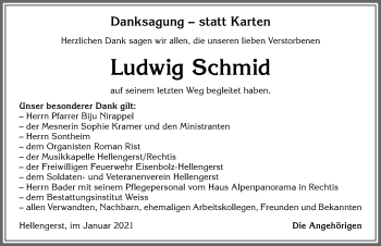 Traueranzeige von Ludwig Schmid von Allgäuer Zeitung,Kempten
