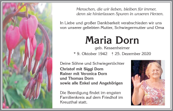 Traueranzeige von Maria Dorn von Allgäuer Zeitung,Kempten