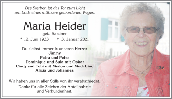 Traueranzeige von Maria Heider von Allgäuer Zeitung, Füssen