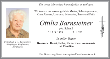 Traueranzeige von Ottilia Barnsteiner von Allgäuer Zeitung, Marktoberdorf