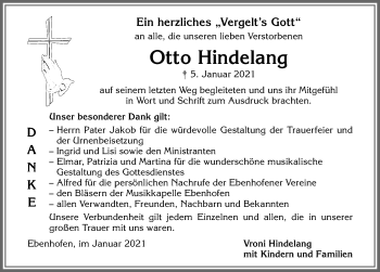 Traueranzeige von Otto Hindelang von Allgäuer Zeitung, Marktoberdorf