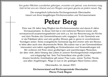 Traueranzeige von Peter Berg von Allgäuer Anzeigeblatt