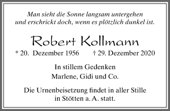 Traueranzeige von Robert Kollmann von Allgäuer Zeitung, Marktoberdorf