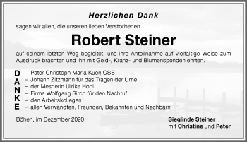 Traueranzeige von Robert Steiner von Memminger Zeitung