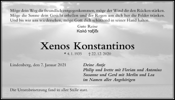 Traueranzeige von Xenos Konstantinos von Der Westallgäuer