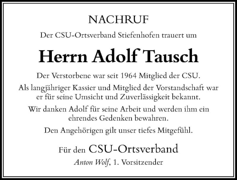  Traueranzeige für Adolf Tausch vom 29.10.2021 aus Der Westallgäuer