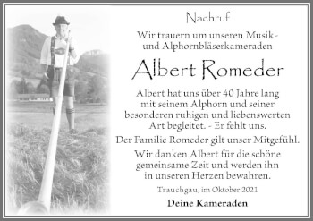 Traueranzeige von Albert Romeder von Allgäuer Zeitung, Füssen