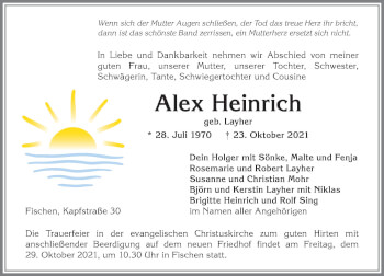 Traueranzeige von Alex Heinrich von Allgäuer Anzeigeblatt