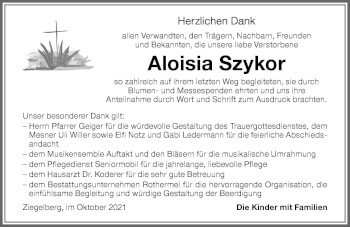 Traueranzeige von Aloisia Szykor von Memminger Zeitung