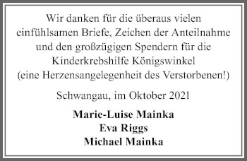 Traueranzeige von Danke  von Allgäuer Zeitung, Füssen