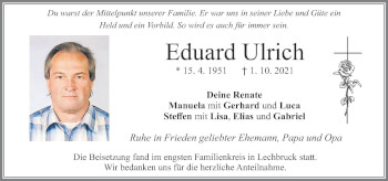 Traueranzeige von Eduard Ulrich von Allgäuer Zeitung, Füssen
