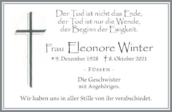 Traueranzeige von Eleonore Winter von Allgäuer Zeitung, Füssen