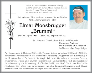 Traueranzeige von Elmar Moosbrugger von Allgäuer Anzeigeblatt