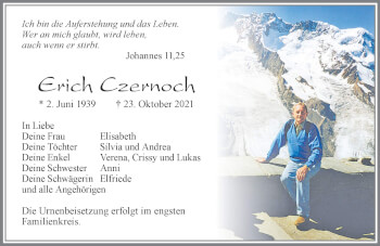 Traueranzeige von Erich Czernoch von Allgäuer Zeitung, Marktoberdorf