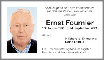 Traueranzeige von Ernst Fournier von Memminger Zeitung