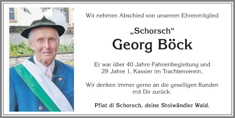  Traueranzeige für Georg Böck vom 23.10.2021 aus Allgäuer Zeitung, Marktoberdorf