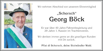 Traueranzeige von Georg Böck von Allgäuer Zeitung, Marktoberdorf
