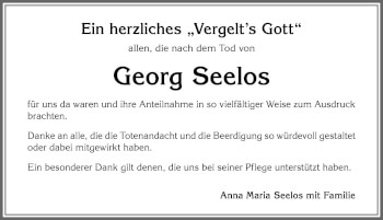 Traueranzeige von Georg Seelos von Allgäuer Zeitung, Marktoberdorf