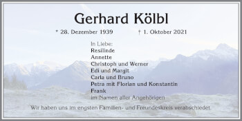 Traueranzeige von Gerhard Kölbl von Allgäuer Anzeigeblatt