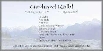 Traueranzeige von Gerhard Kölbl von Allgäuer Zeitung