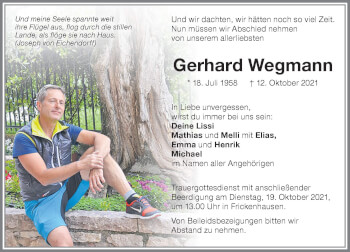 Traueranzeige von Gerhard Wegmann von Memminger Zeitung