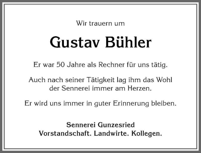  Traueranzeige für Gustav Bühler vom 06.10.2021 aus Allgäuer Anzeigeblatt