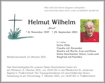 Traueranzeige von Helmut Wilhelm von Allgäuer Anzeigeblatt