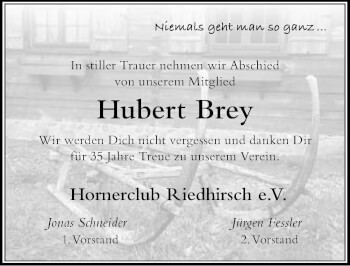 Traueranzeige von Hubert Brey von Der Westallgäuer