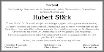 Traueranzeige von Hubert Stärk von Allgäuer Zeitung,Kempten