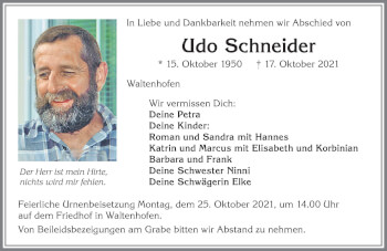 Traueranzeige von Ido Schneider von Allgäuer Zeitung,Kempten