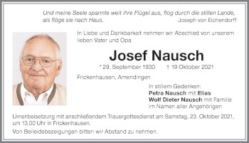 Traueranzeige von Josef Nausch von Memminger Zeitung