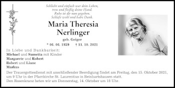 Traueranzeige von Maria Theresia Nerlinger von Allgäuer Zeitung