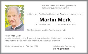 Traueranzeige von Martin Merk von Memminger Zeitung