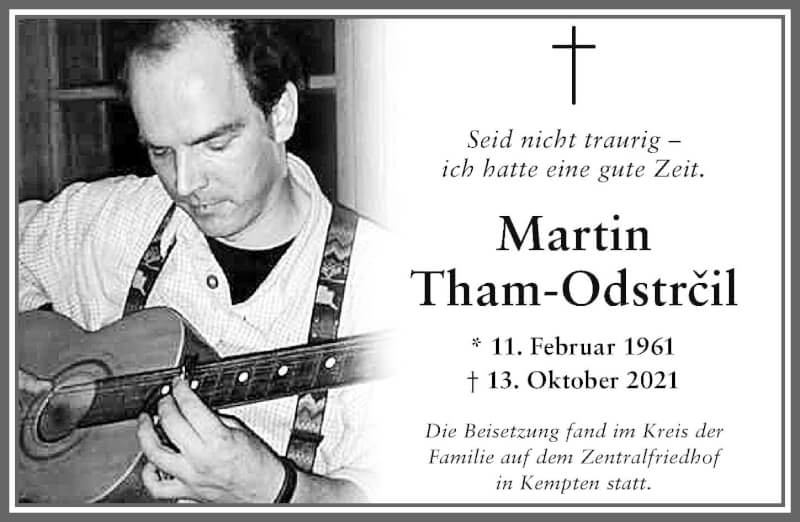  Traueranzeige für Martin Tham-Odstrcil vom 23.10.2021 aus Allgäuer Zeitung,Kempten