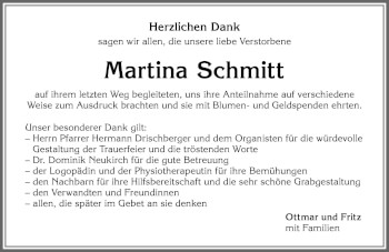 Traueranzeige von Martina Schmitt von Allgäuer Zeitung,Kempten