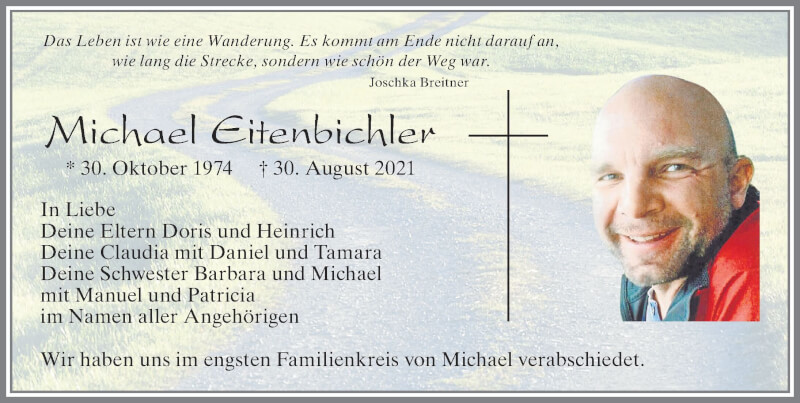  Traueranzeige für Michael Eitenbichler vom 01.10.2021 aus Allgäuer Zeitung, Marktoberdorf