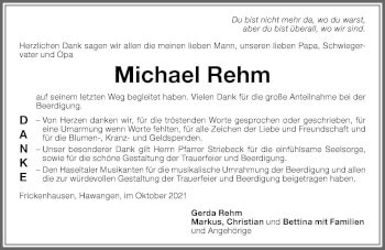 Traueranzeige von Michael Rehm von Memminger Zeitung