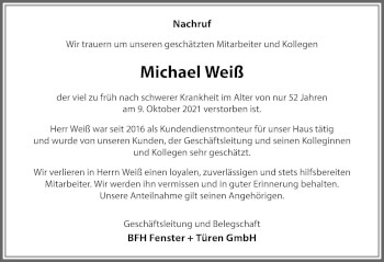 Traueranzeige von Michael Weiß von Allgäuer Zeitung,Kempten