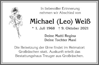 Traueranzeige von Michael Weiß von Allgäuer Zeitung,Kempten