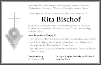 Traueranzeige von Rita Bischof von Allgäuer Zeitung, Marktoberdorf