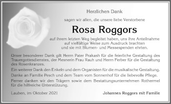 Traueranzeige von Rosa Roggors von Allgäuer Zeitung,Kempten