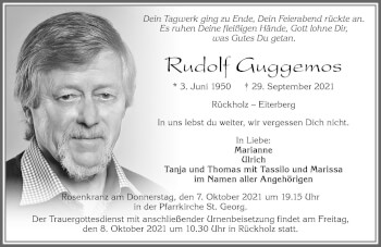 Traueranzeige von Rudolf Guggemos von Allgäuer Zeitung, Füssen