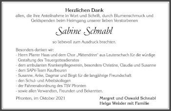 Traueranzeige von Sabine Schnabl von Allgäuer Zeitung, Füssen