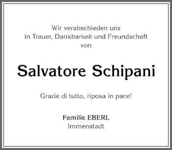 Traueranzeige von Salvatore Schipani von Allgäuer Anzeigeblatt