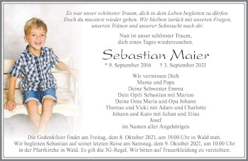 Traueranzeige von Sebastian Maier von Allgäuer Zeitung, Marktoberdorf
