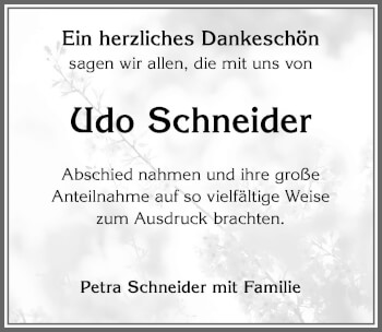 Traueranzeige von Udo Schneider von Allgäuer Zeitung,Kempten