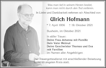 Traueranzeige von Ulrich Hofmann von Memminger Zeitung