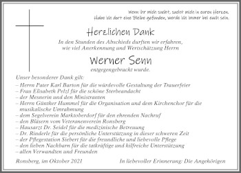 Traueranzeige von Wener Senn von Allgäuer Zeitung, Marktoberdorf